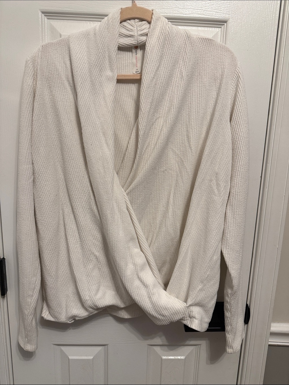 Anthropologie Daily Practice Cream Colored Waffle Knit Faux Wrap Too Sz 1X